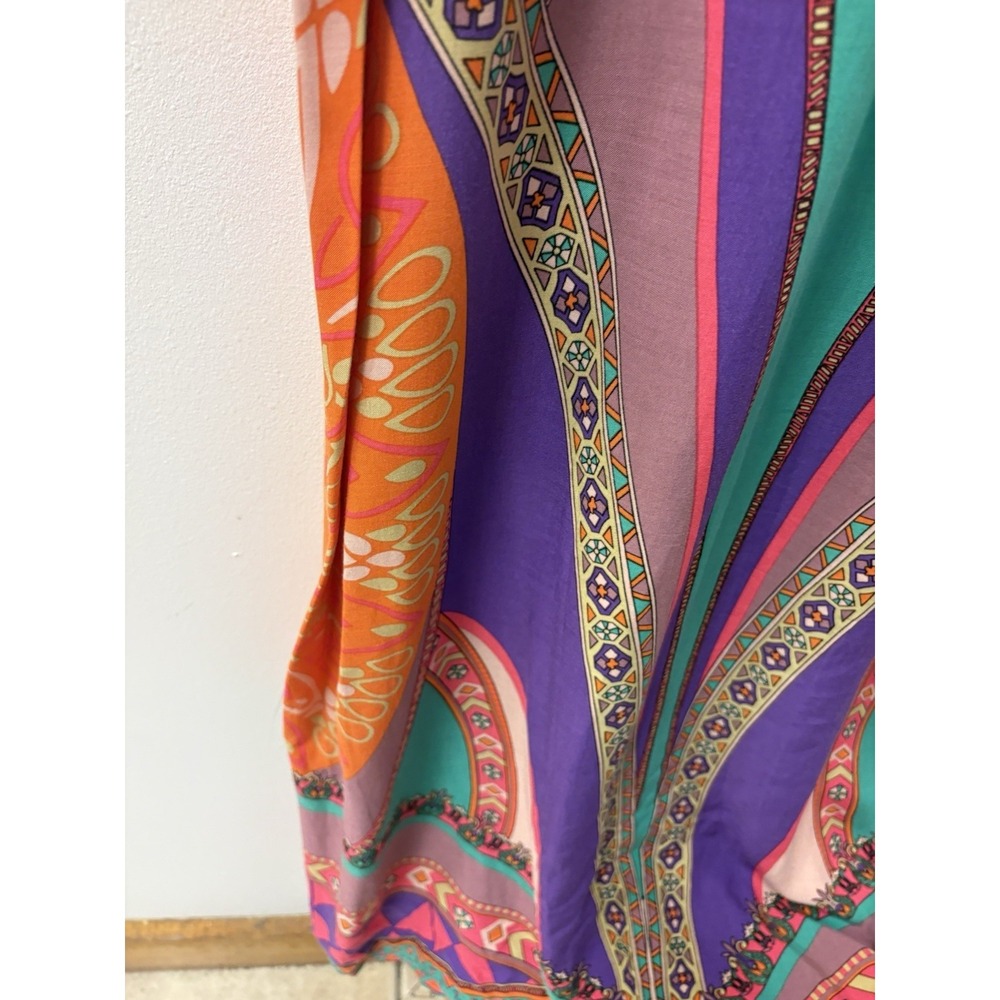 Flying Tomato Anthropologie Maxi Dress Multicolor Fluted Sleeves Boho Vacation - Picture 16 of 16